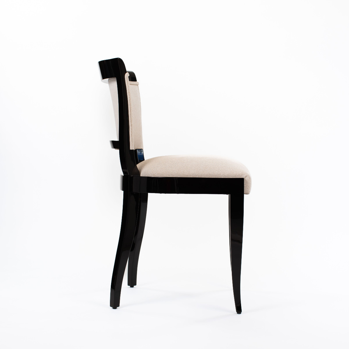 French Art Deco Chair Or Office Chair Glossy Black Lacquer Shagreen Leather 1920s-photo-4