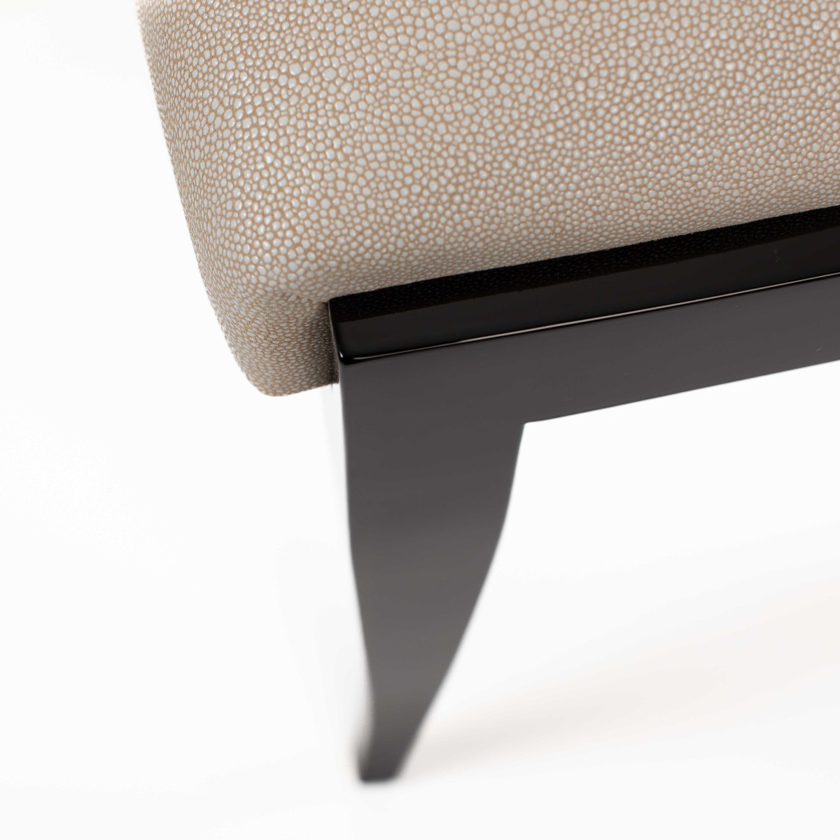 French Art Deco Chair Or Office Chair Glossy Black Lacquer Shagreen Leather 1920s-photo-6