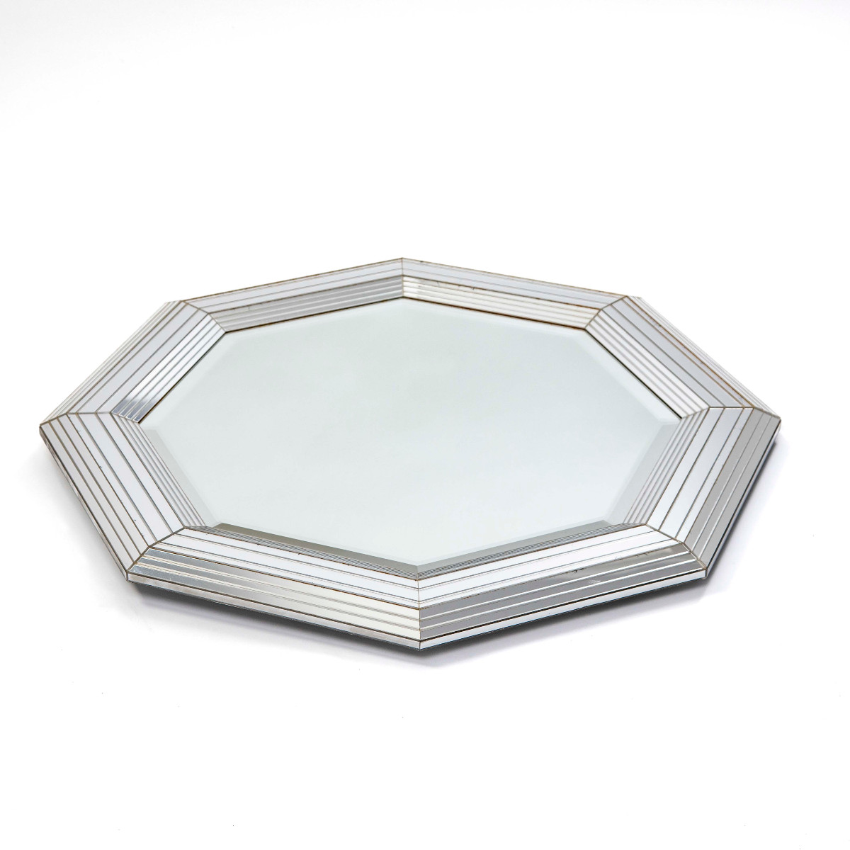 Miroir octogonal en cristal de style Art déco datant des années 1960-photo-3