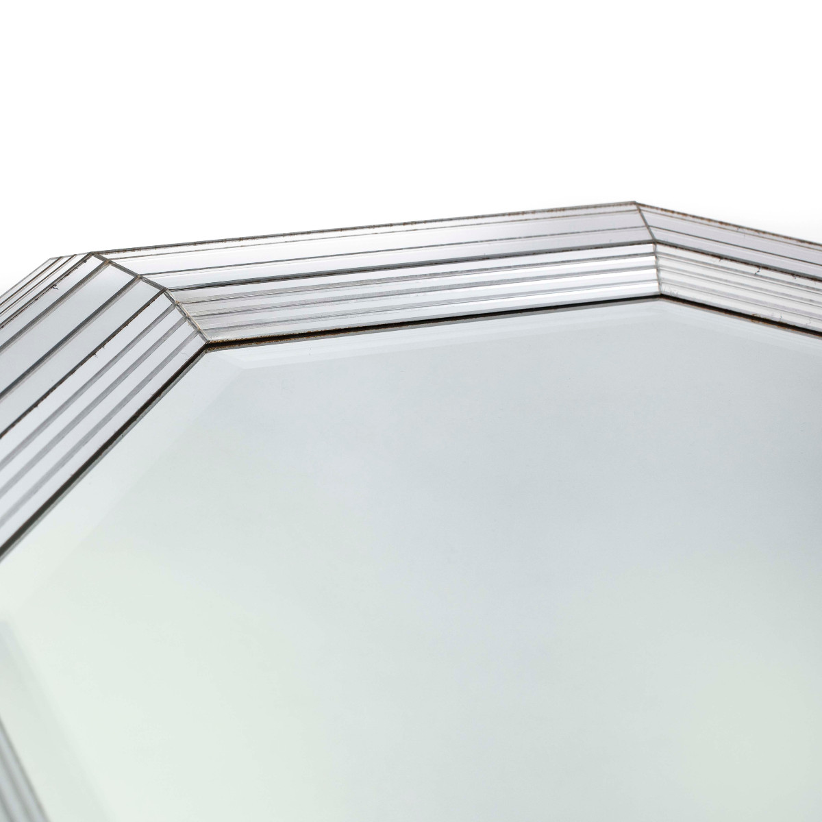 Miroir octogonal en cristal de style Art déco datant des années 1960-photo-1