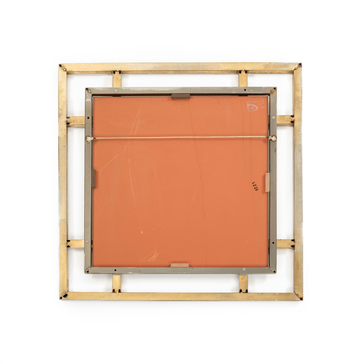 Miroir carré en laiton chromé français du milieu du siècle par Maison Jansen années 1970-photo-4