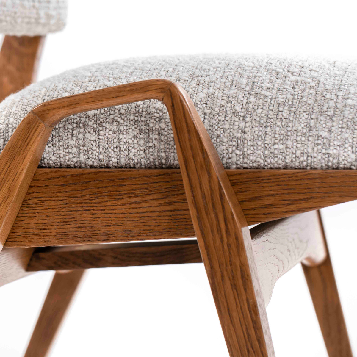 Pair Of Mid-century French Oak Chairs With Bouclé Fabric By Maurice Pré-photo-7