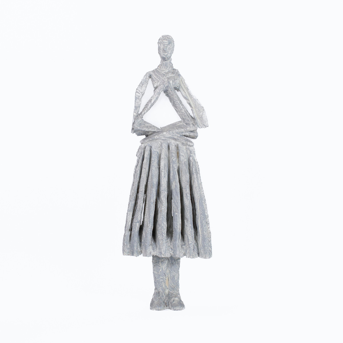 Abstract Wooden Grey-white Sculpture “free To Turn" By Christofer Kochs 2016