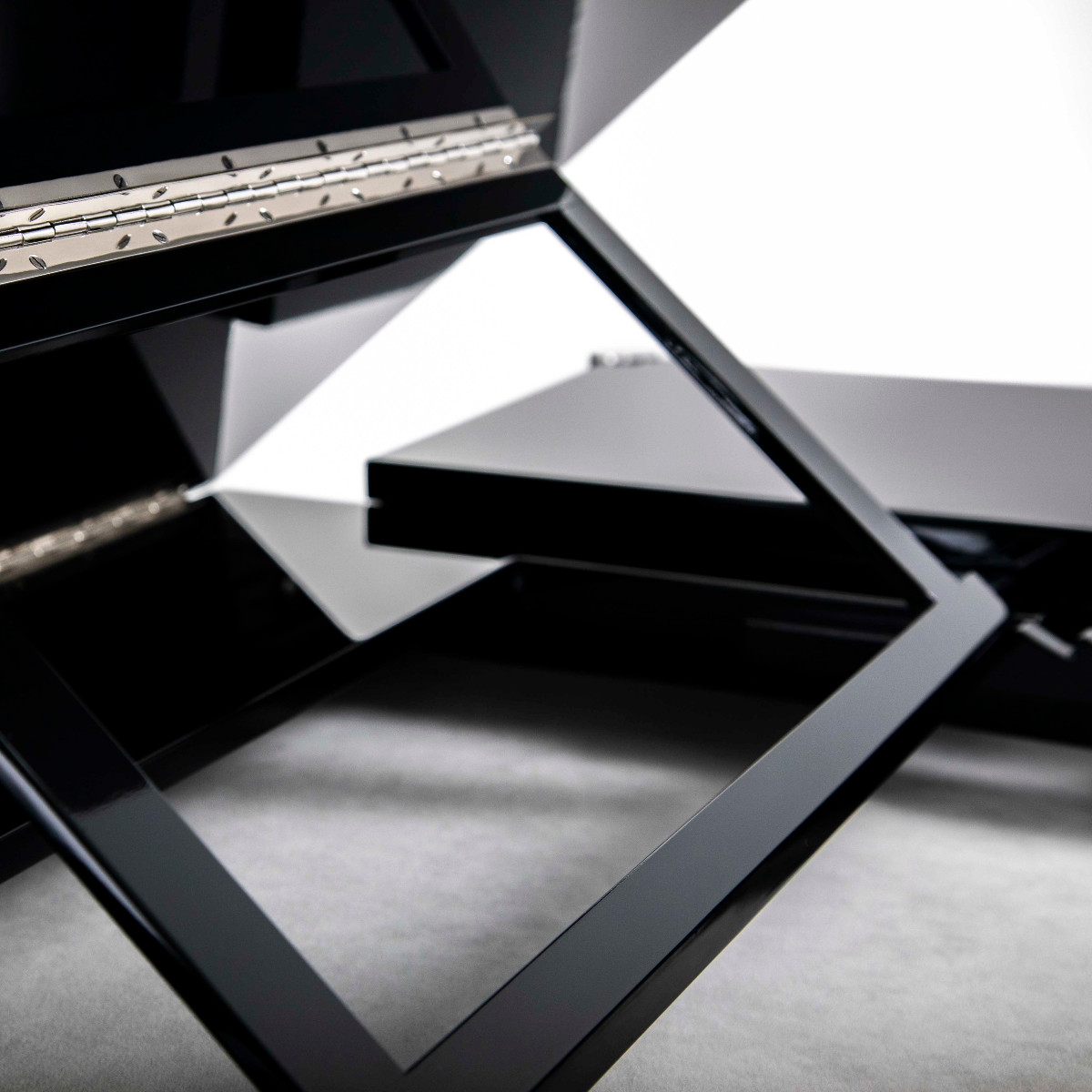 Bureau italien en laque noire et acier inoxydable par STUDIODADA, années 1970-photo-8