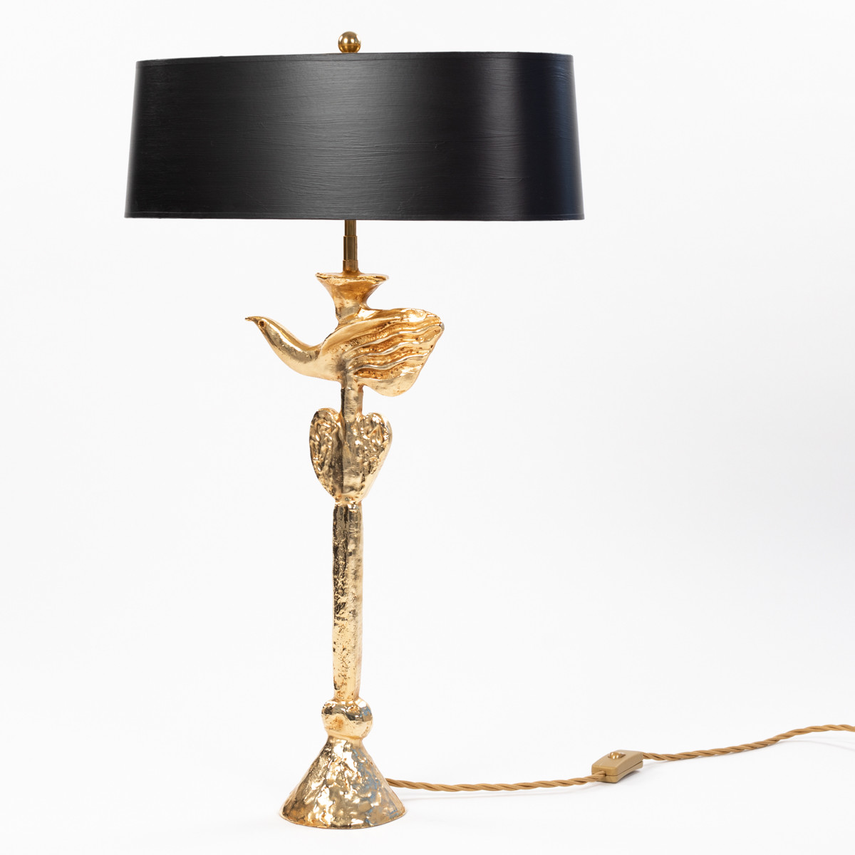 Lampe de table en bronze doré par Pierre Casenove pour Fondica, années 1980-photo-2