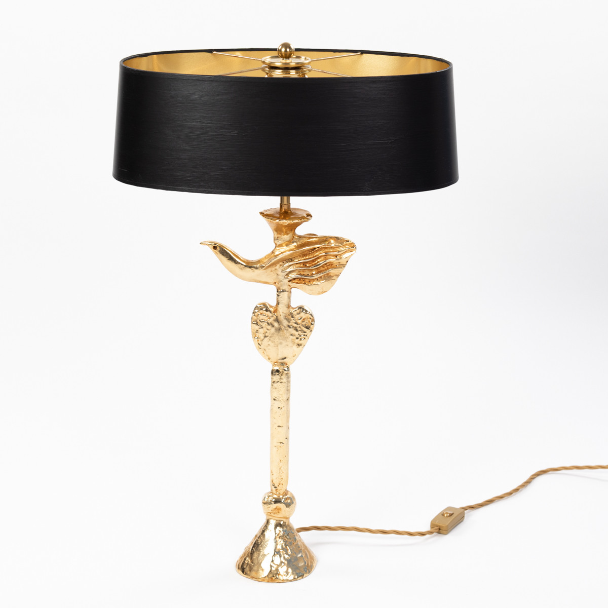 Lampe de table en bronze doré par Pierre Casenove pour Fondica, années 1980