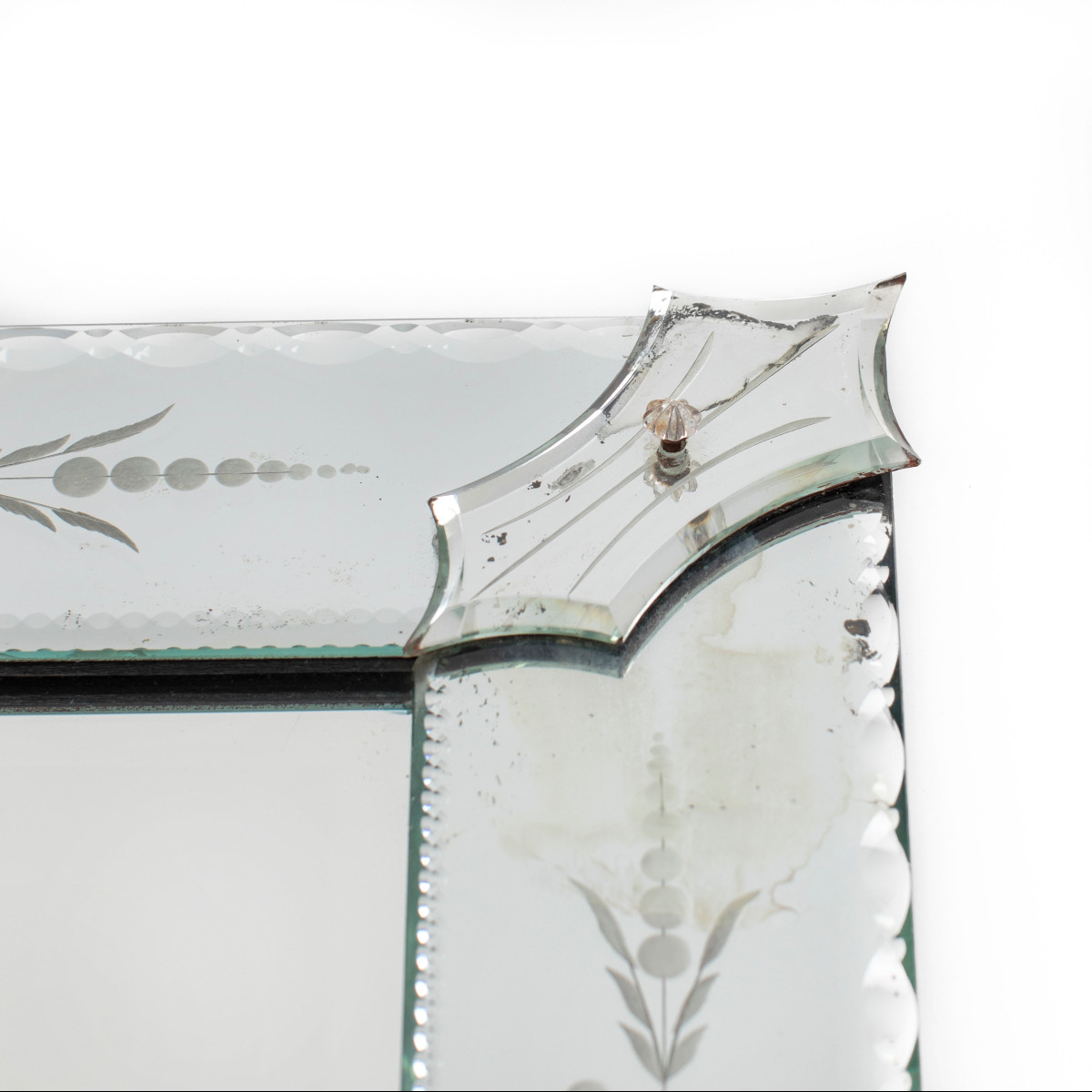 Miroir vénitien rectangulaire avec décor délicat, années 1930-photo-3