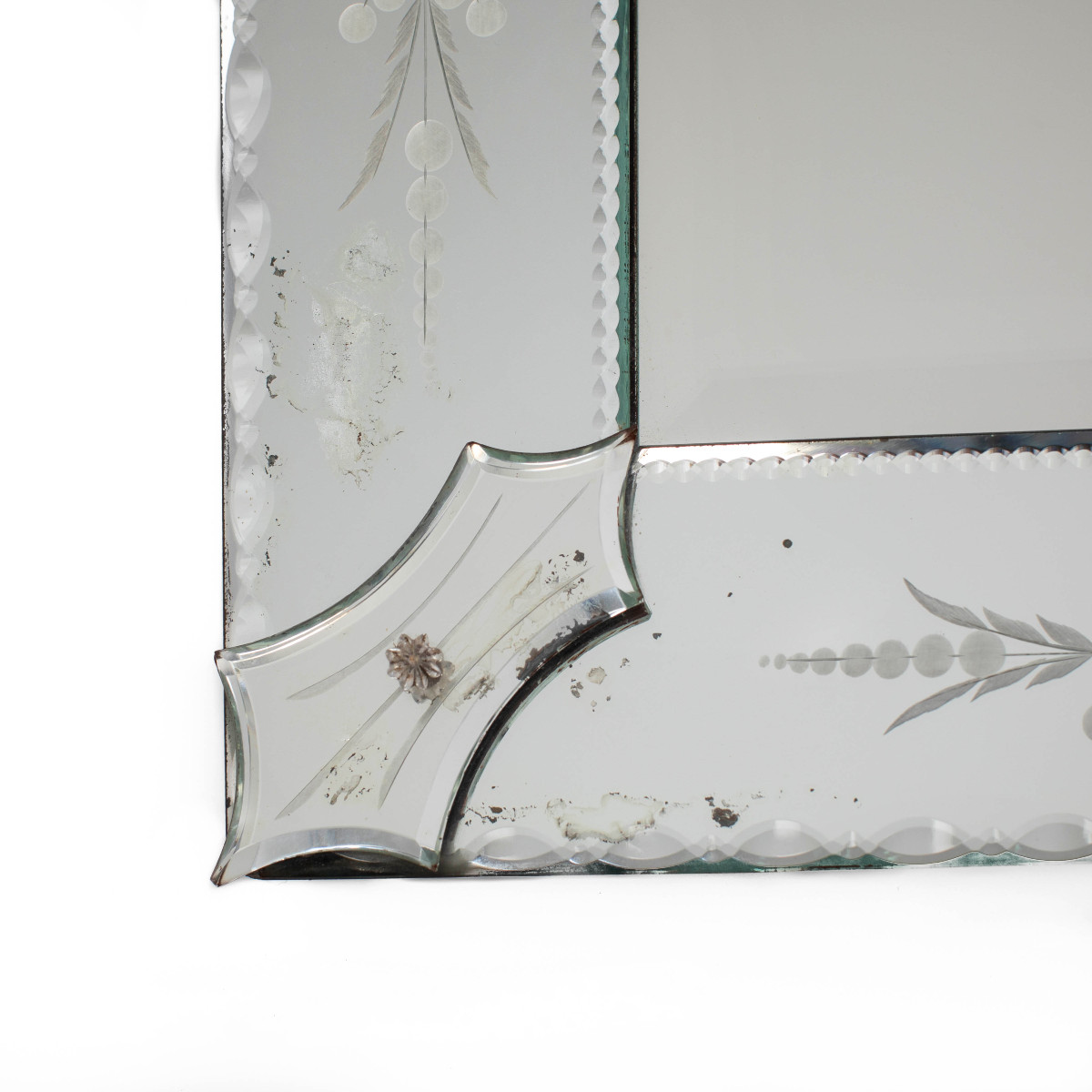 Miroir vénitien rectangulaire avec décor délicat, années 1930-photo-4