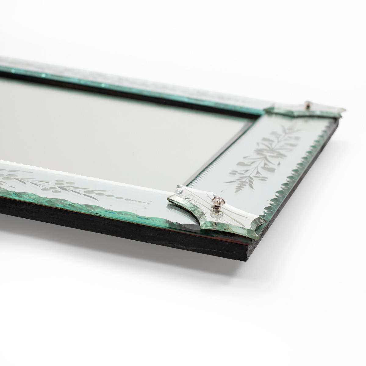 Miroir vénitien rectangulaire avec décor délicat, années 1930-photo-6