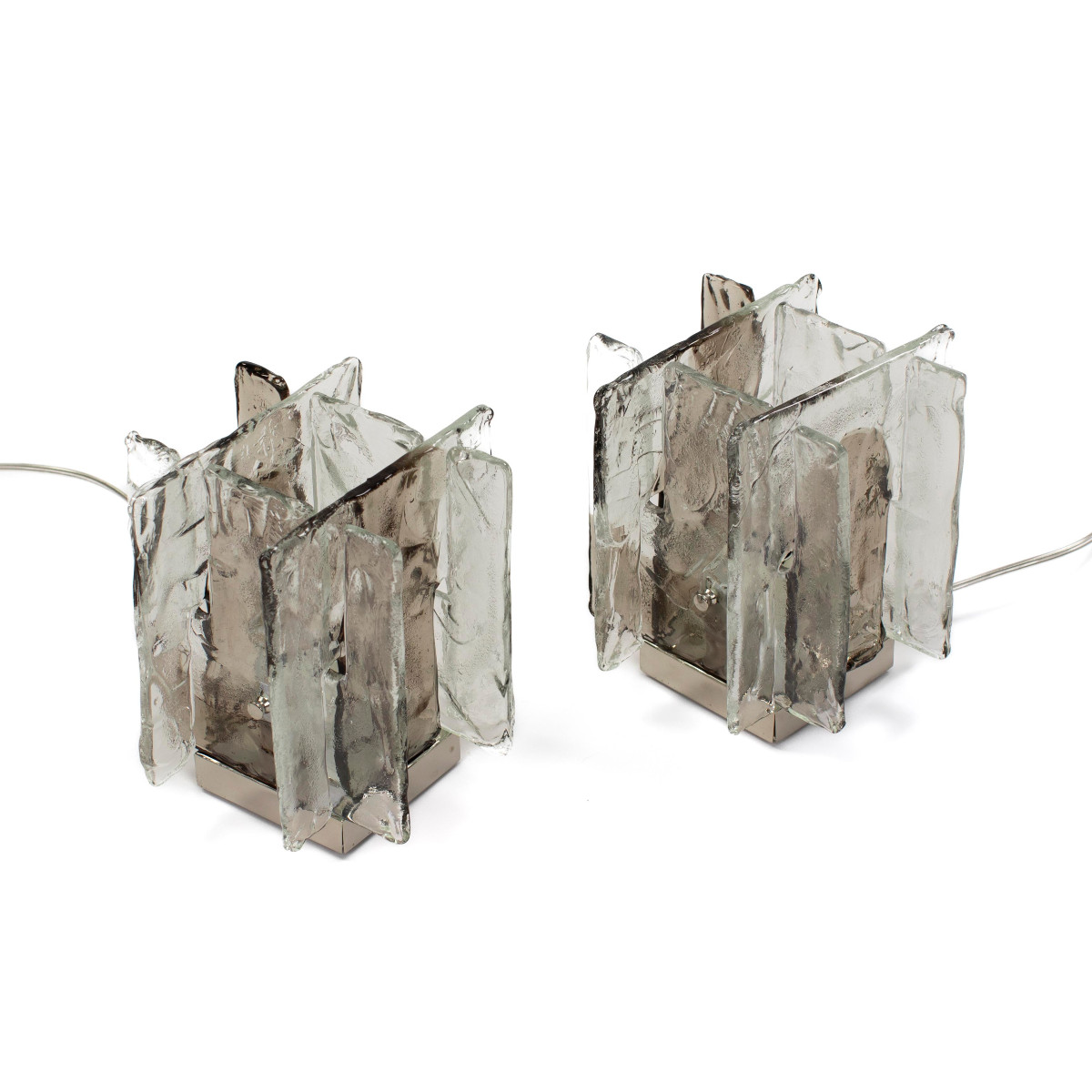 Paire de lampes de table en verre de Murano par Carlo Nason pour Mazzega-photo-2