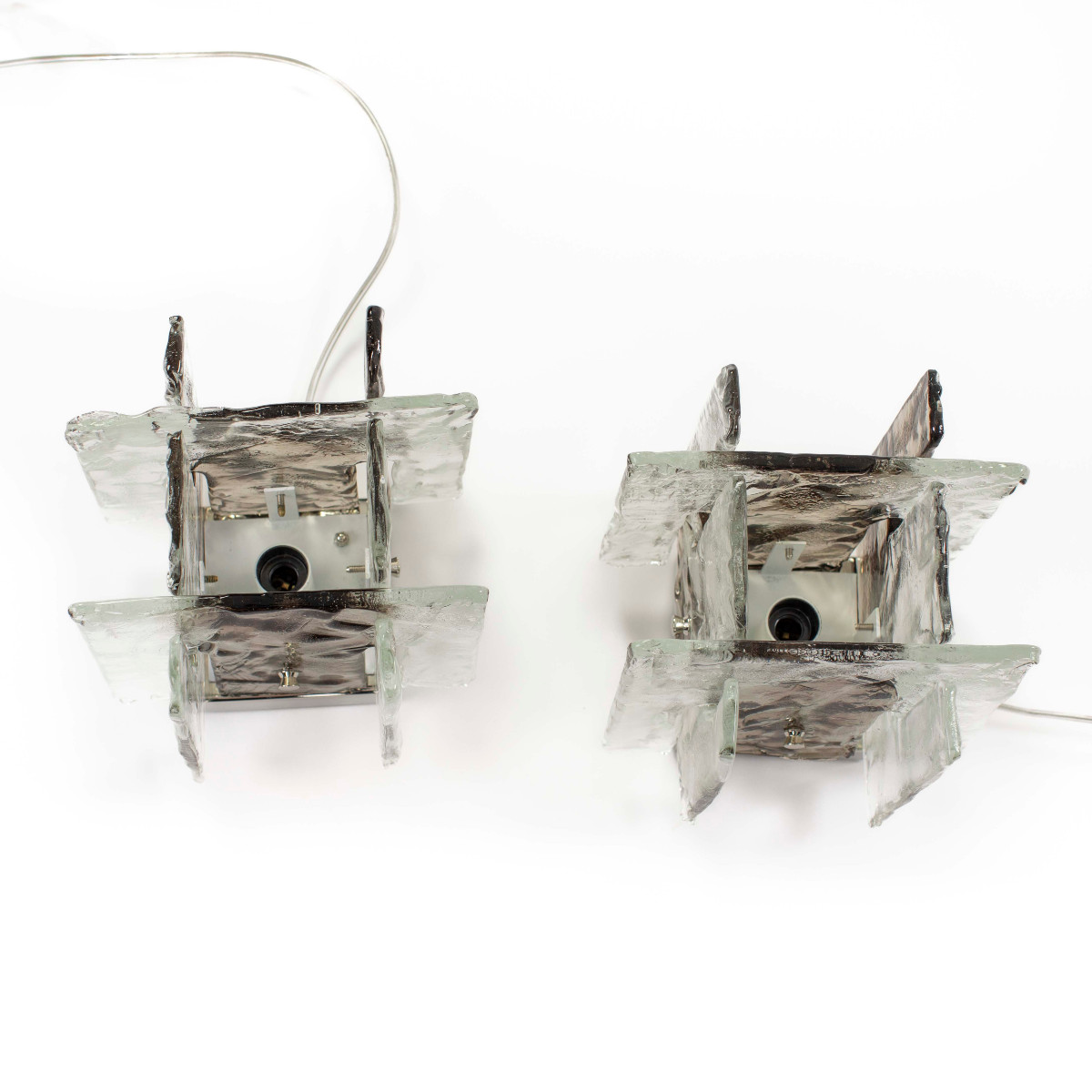 Paire de lampes de table en verre de Murano par Carlo Nason pour Mazzega-photo-3