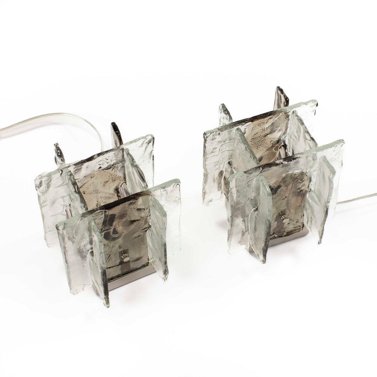 Paire de lampes de table en verre de Murano par Carlo Nason pour Mazzega-photo-4