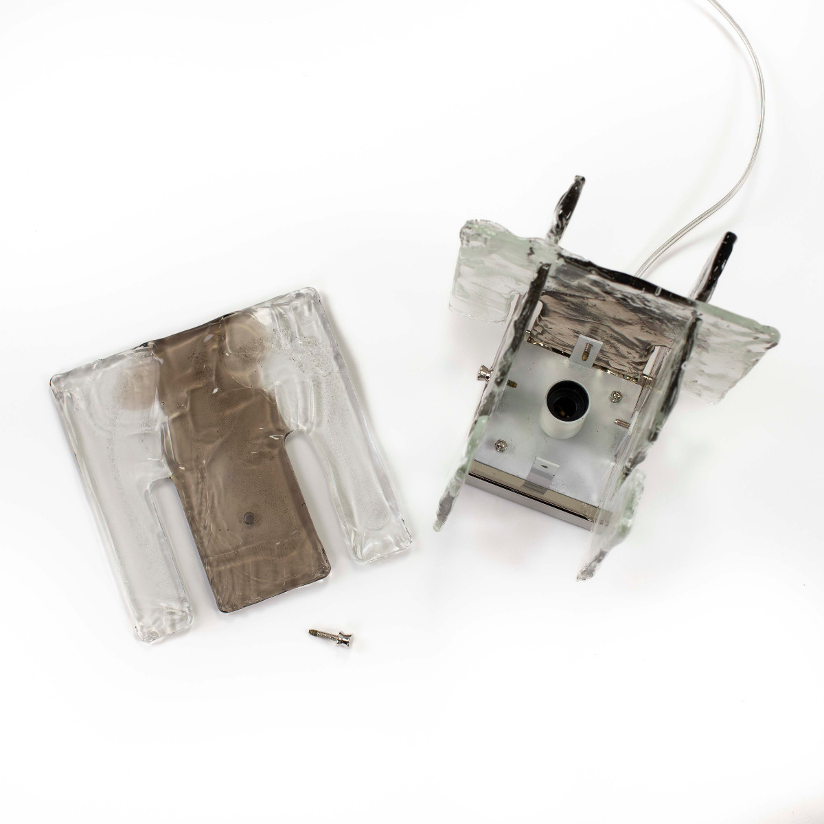 Paire de lampes de table en verre de Murano par Carlo Nason pour Mazzega-photo-1