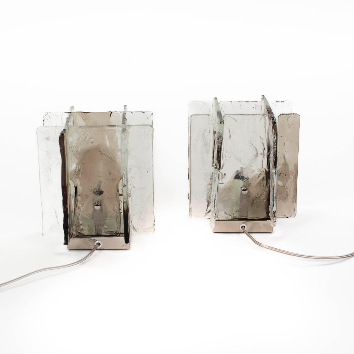 Paire de lampes de table en verre de Murano par Carlo Nason pour Mazzega-photo-3