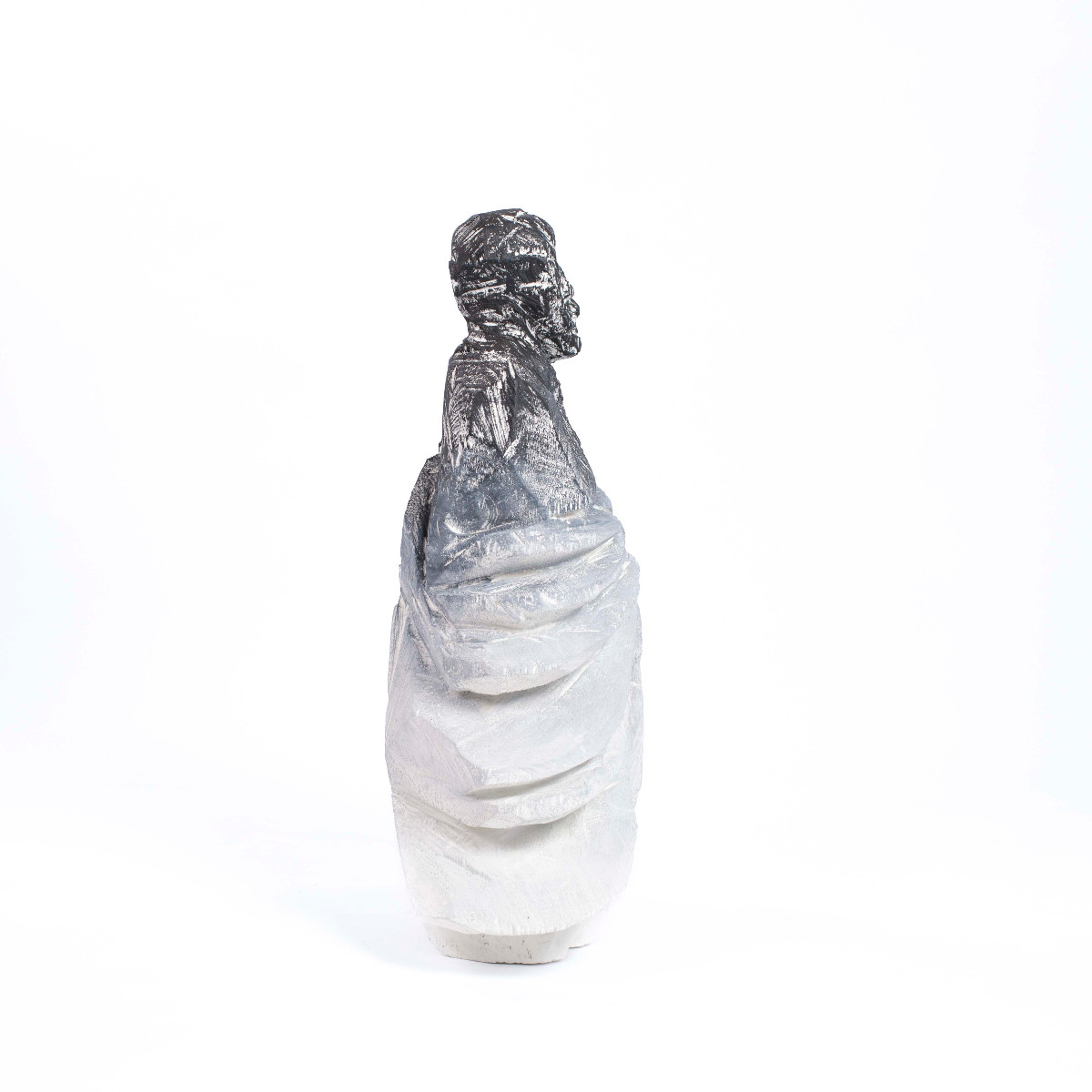 Sculpture abstraite-figurative en bois gris-noir « Twins » de Christofer Kochs-photo-4