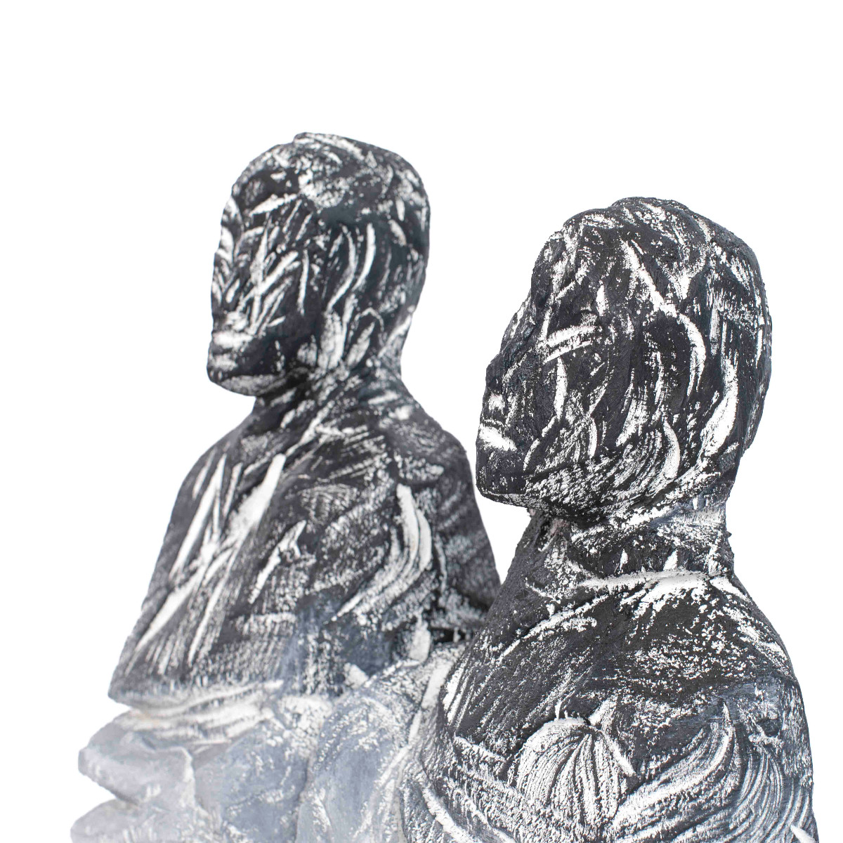 Sculpture abstraite-figurative en bois gris-noir « Twins » de Christofer Kochs-photo-5