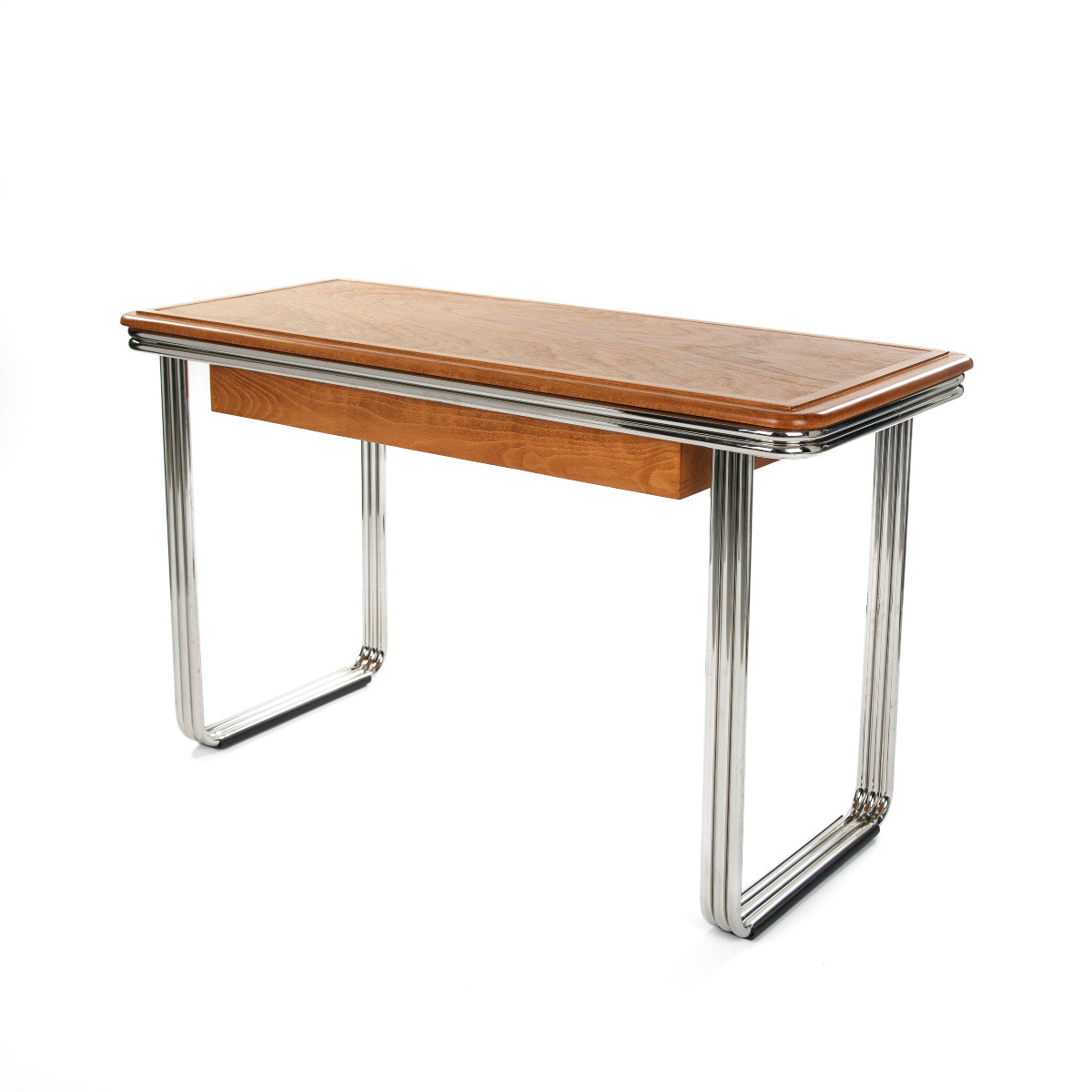 Bureau Bauhaus en hêtre avec structure tubulaire 2-3 pièces re-nickelée, années 1930-photo-2