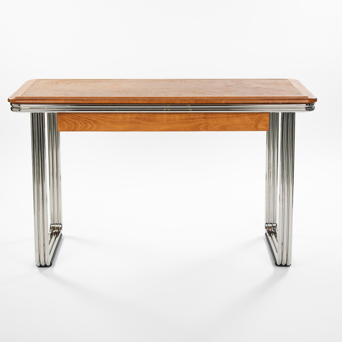 Bureau Bauhaus en hêtre avec structure tubulaire 2-3 pièces re-nickelée, années 1930-photo-3