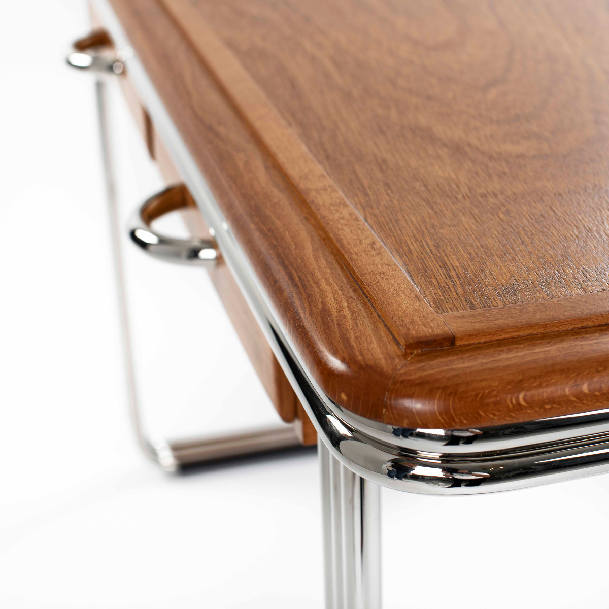 Bureau Bauhaus en hêtre avec structure tubulaire 2-3 pièces re-nickelée, années 1930-photo-5