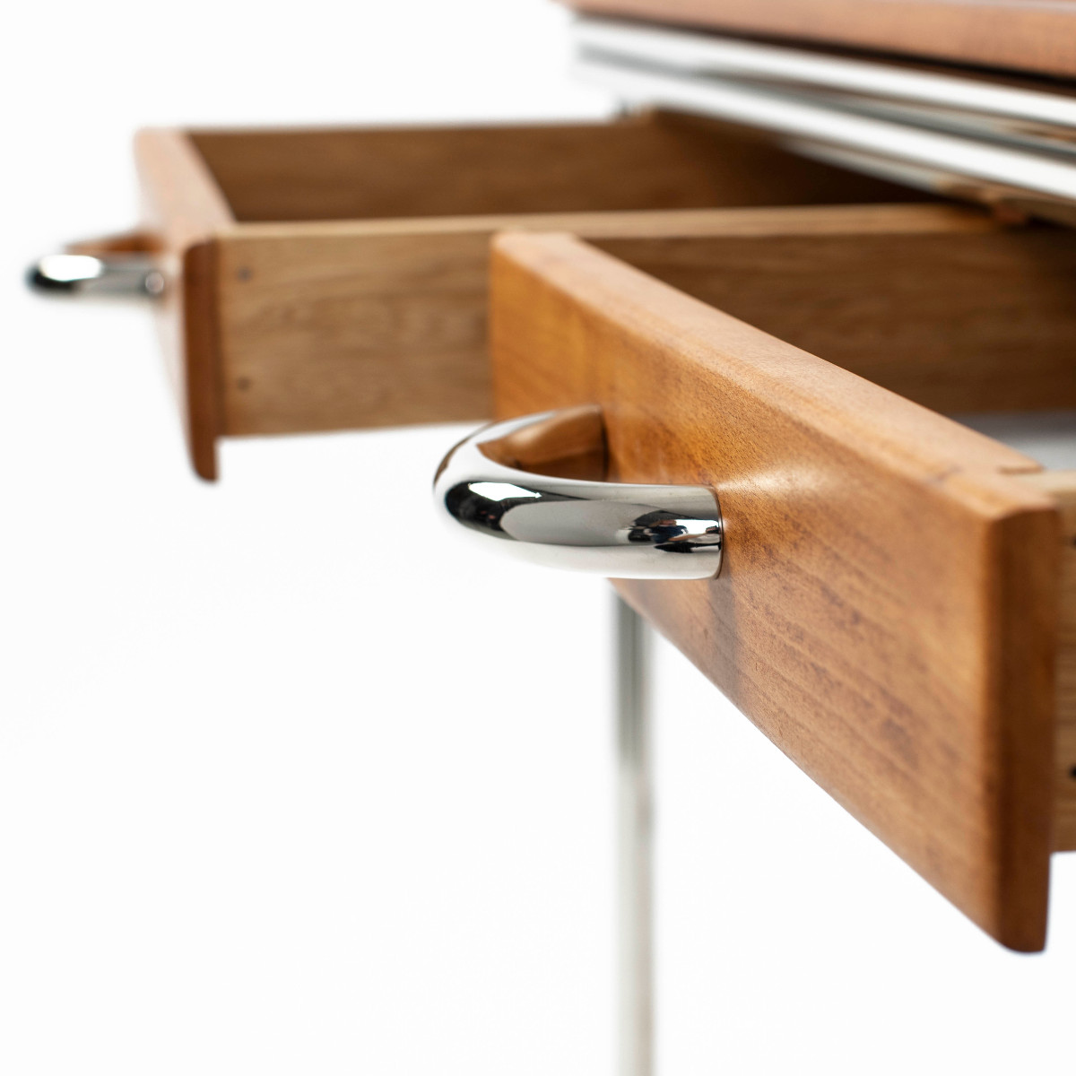 Bureau Bauhaus en hêtre avec structure tubulaire 2-3 pièces re-nickelée, années 1930-photo-6