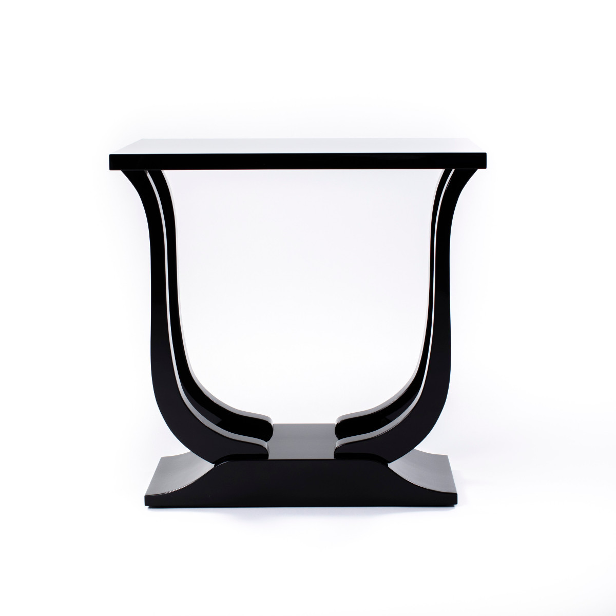 Élégant guéridon Art déco en finition laquée noire brillante-photo-2