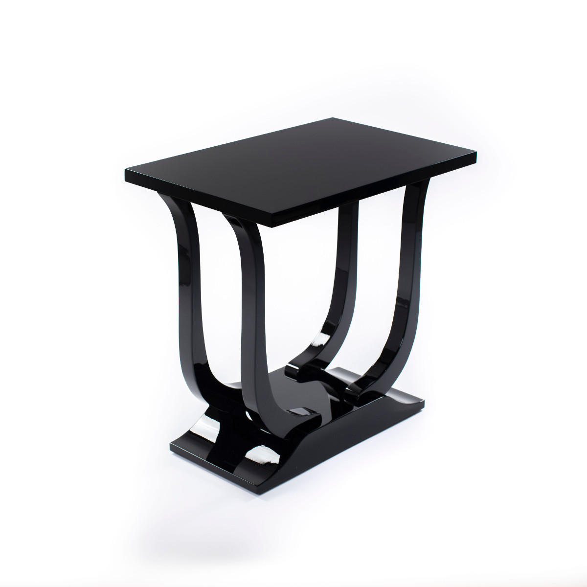 Élégant guéridon Art déco en finition laquée noire brillante-photo-3