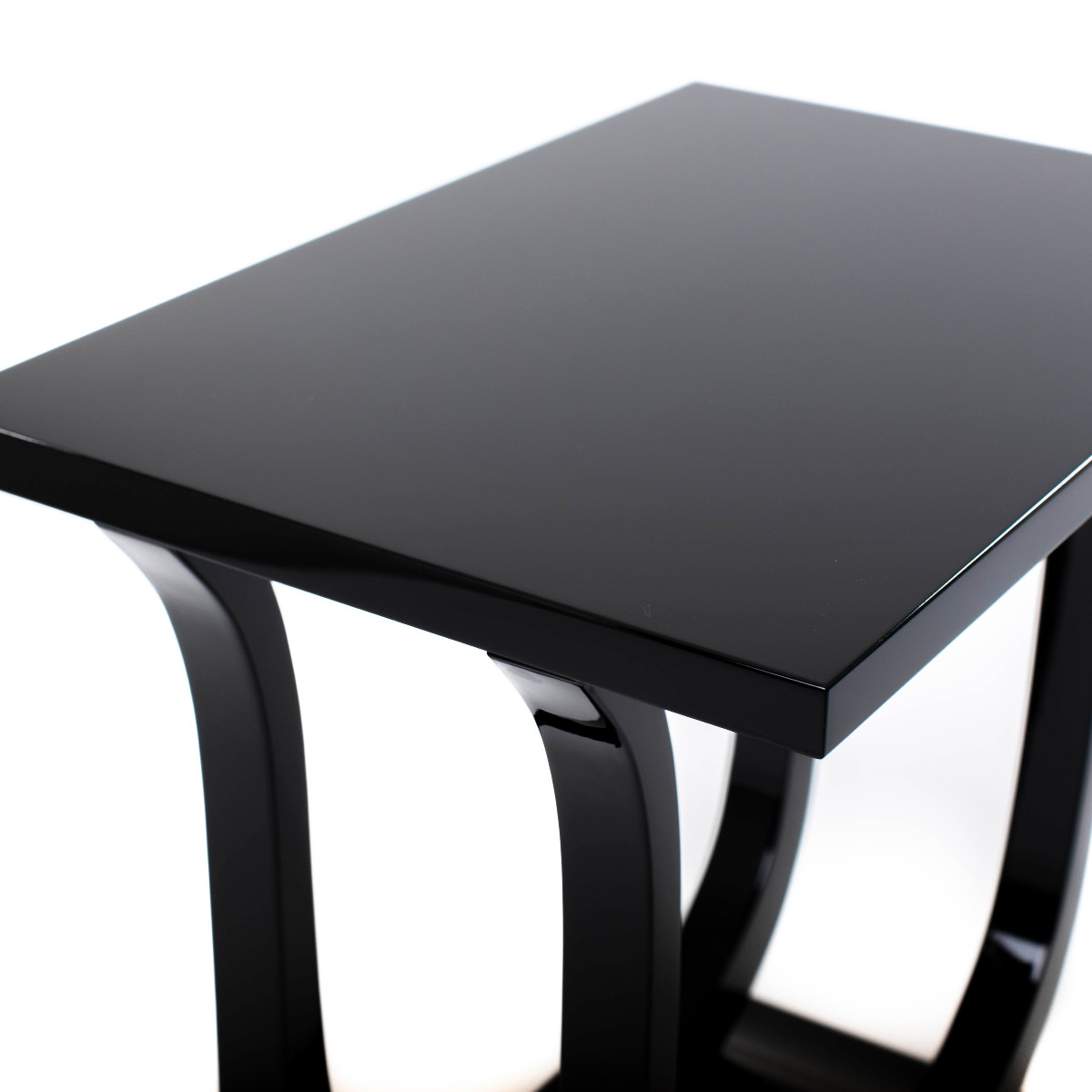 Élégant guéridon Art déco en finition laquée noire brillante-photo-2