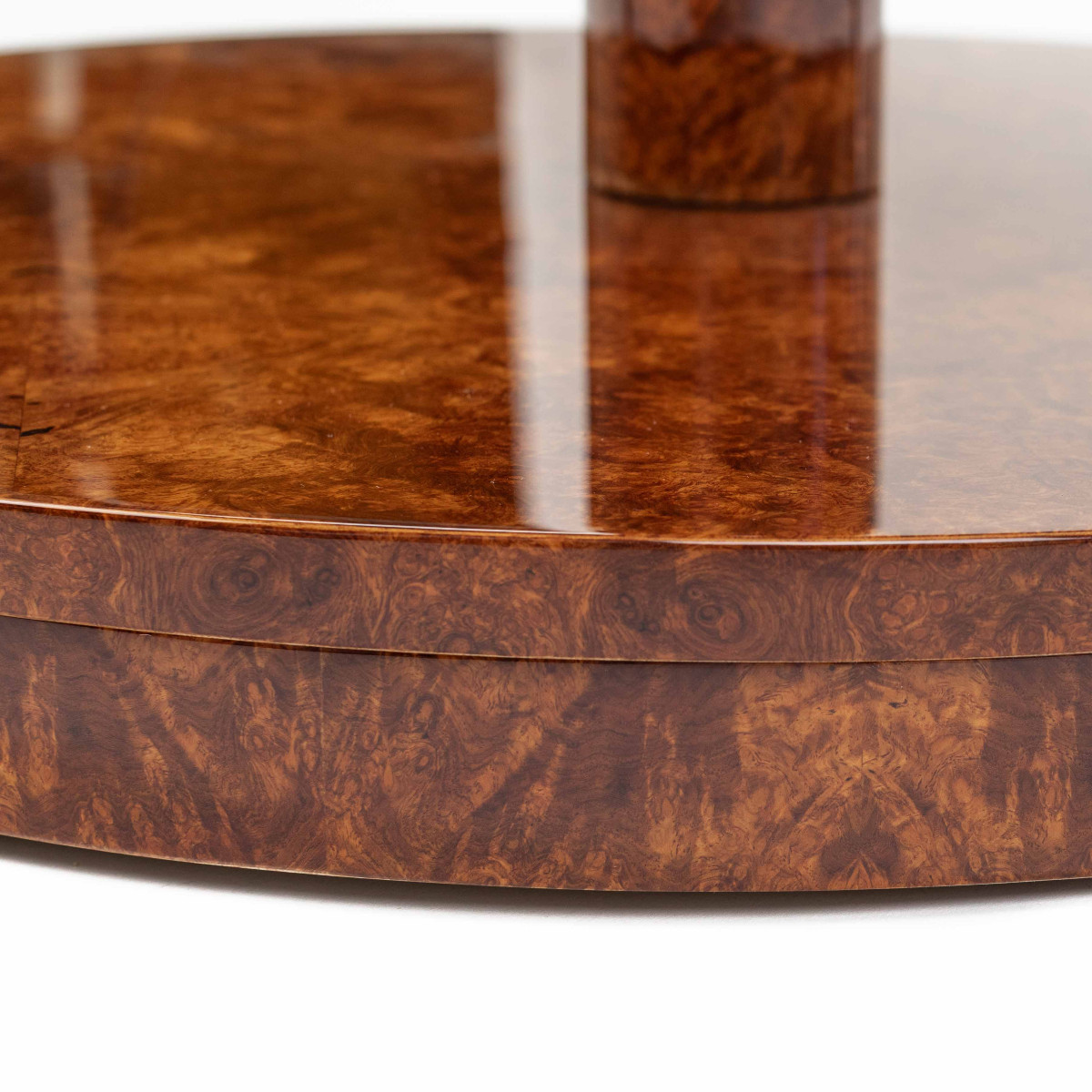 Table basse Art Déco à plusieurs niveaux en bois d'Amboyna et acier inoxydable, années 1930-photo-6