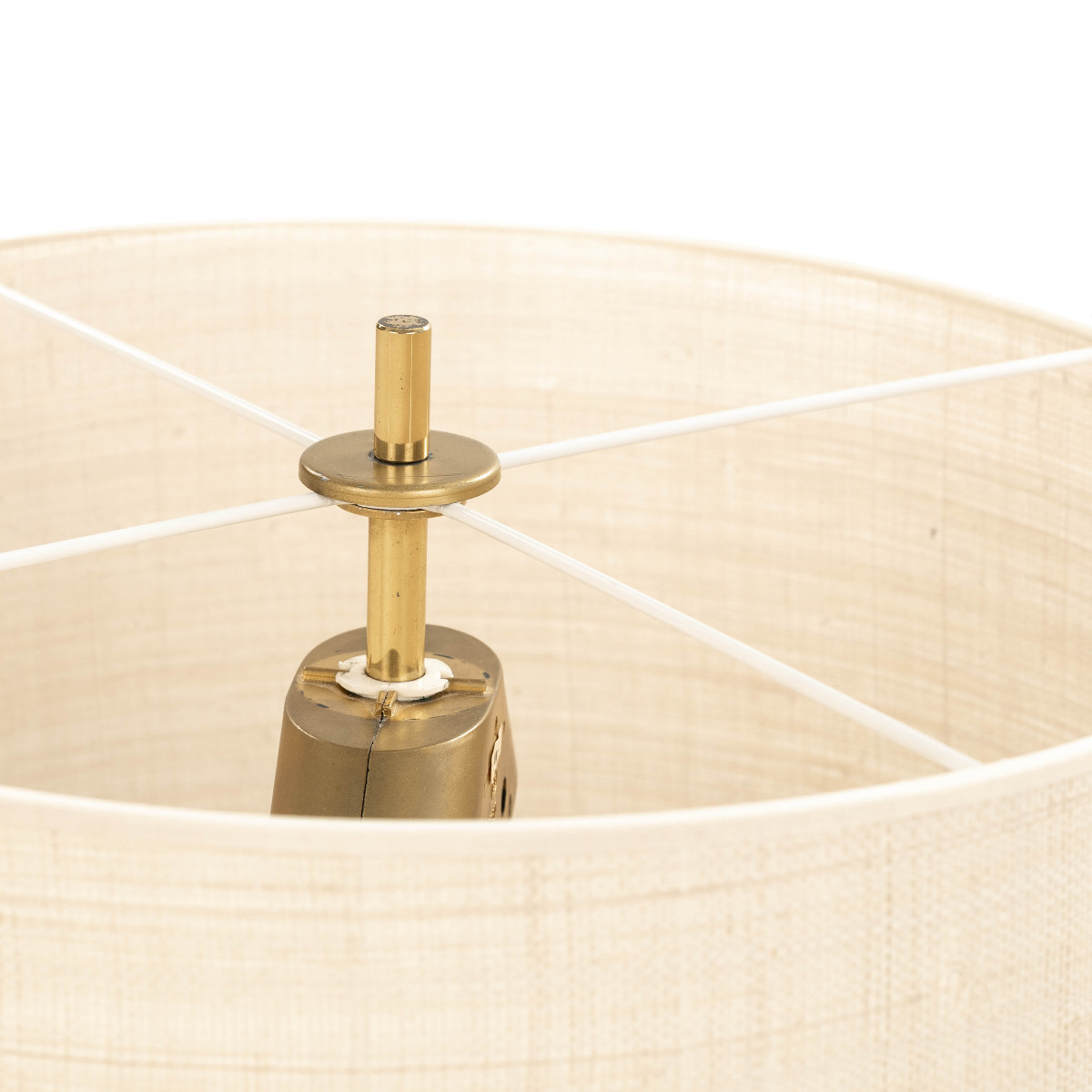 Mid-century French "palmier Blanc" Ceramic Table Lamp With Raffia Shade, 1970s-photo-4