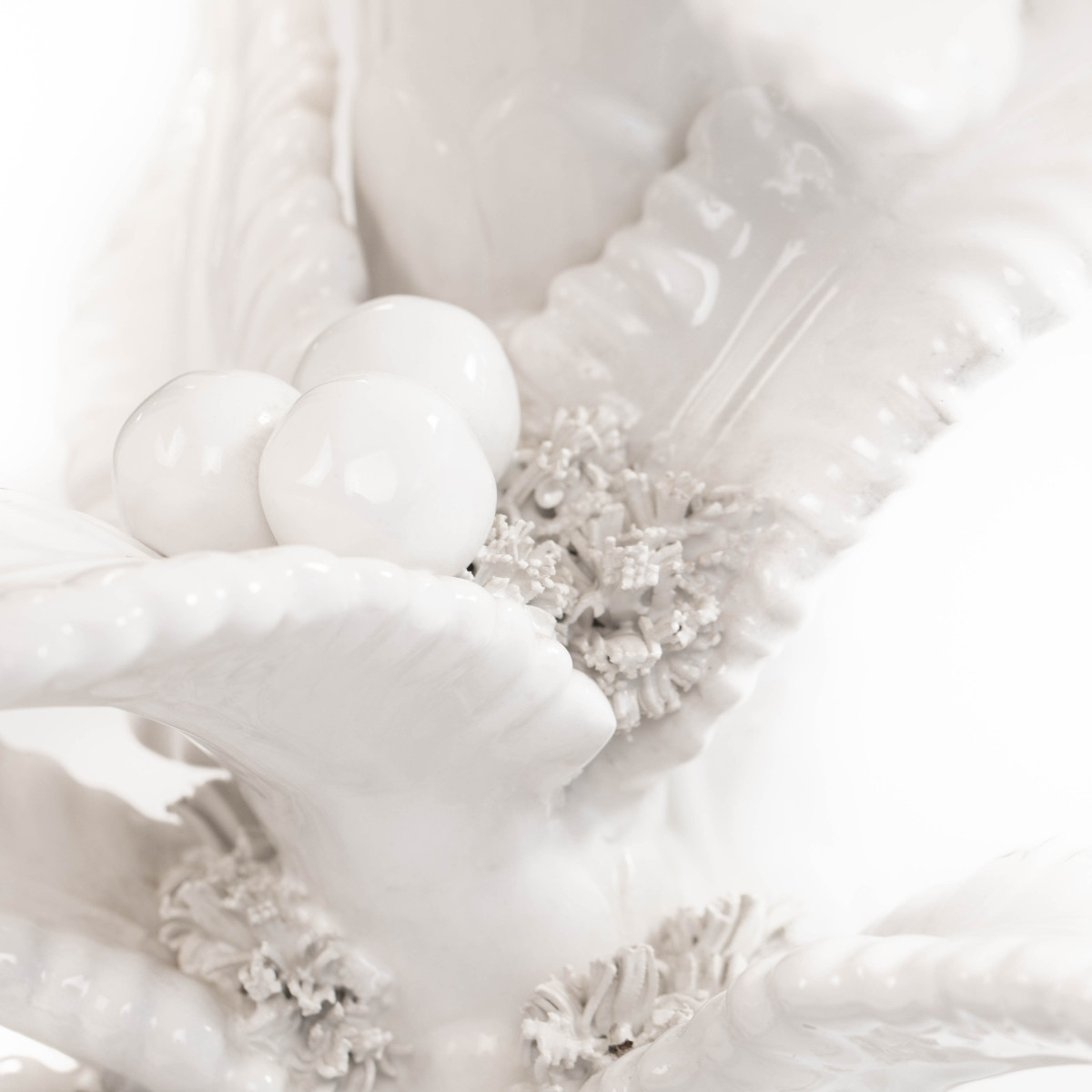 Mid-century French "palmier Blanc" Ceramic Table Lamp With Raffia Shade, 1970s-photo-6