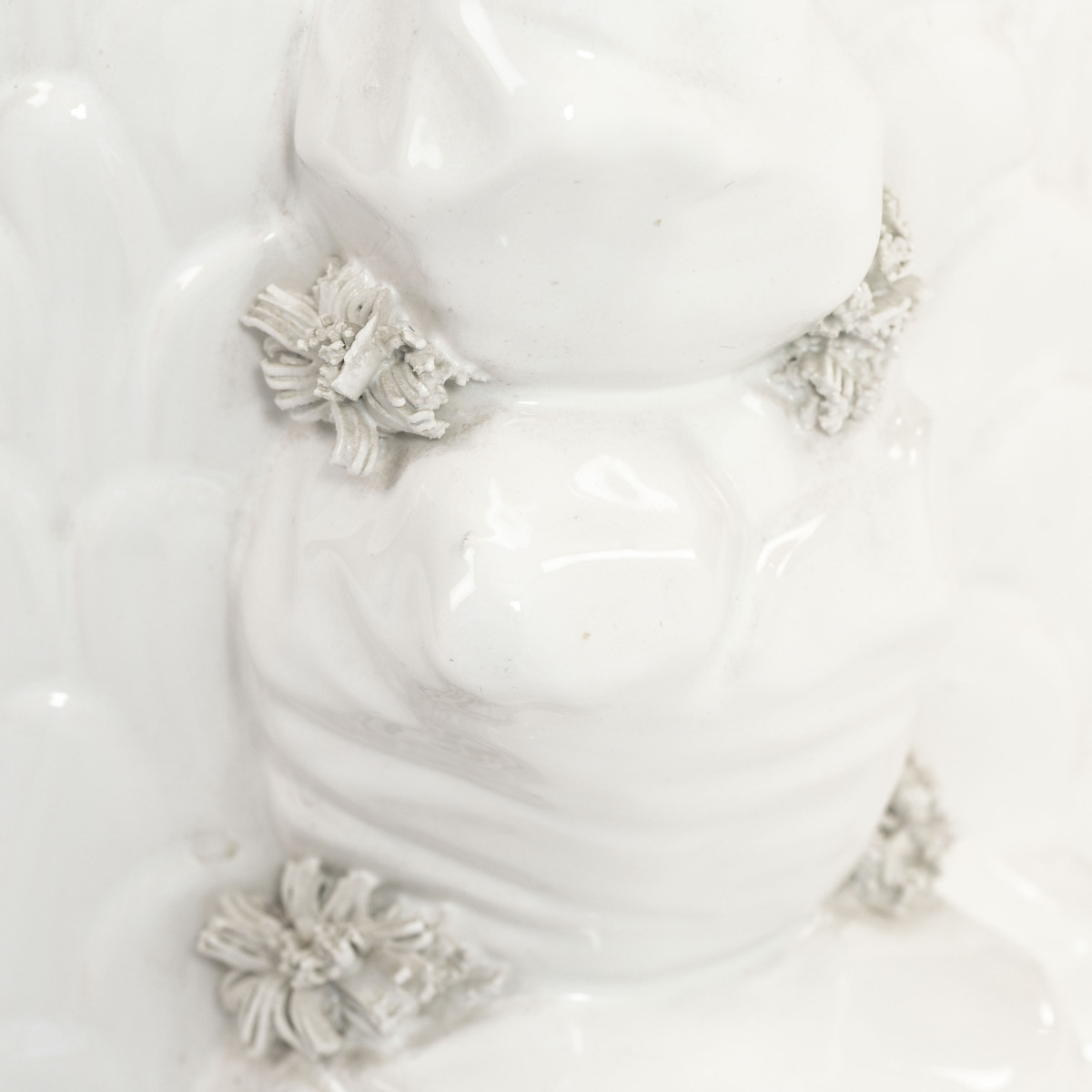 Mid-century French "palmier Blanc" Ceramic Table Lamp With Raffia Shade, 1970s-photo-7