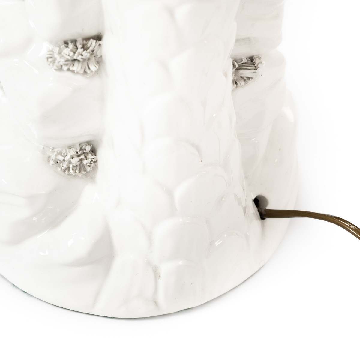 Mid-century French "palmier Blanc" Ceramic Table Lamp With Raffia Shade, 1970s-photo-8