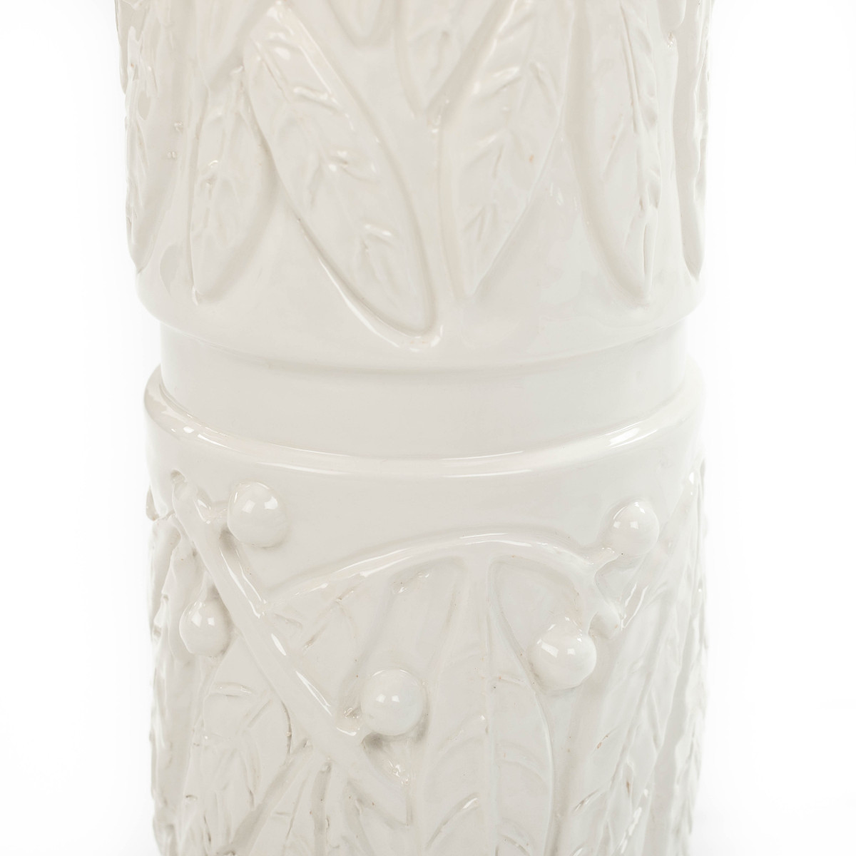 Mid-century Italian Glazed Ceramic Table Lamp With Beige Raffia Shade, 1960s-photo-4