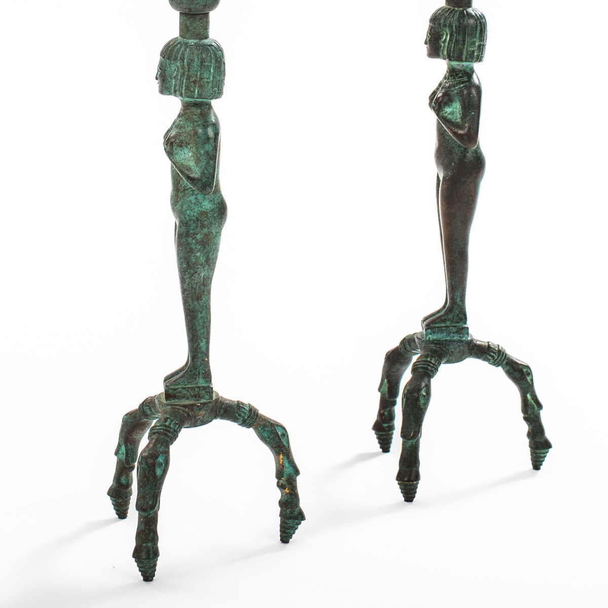 Bougeoirs Art Déco en bronze d'inspiration égyptienne-photo-3