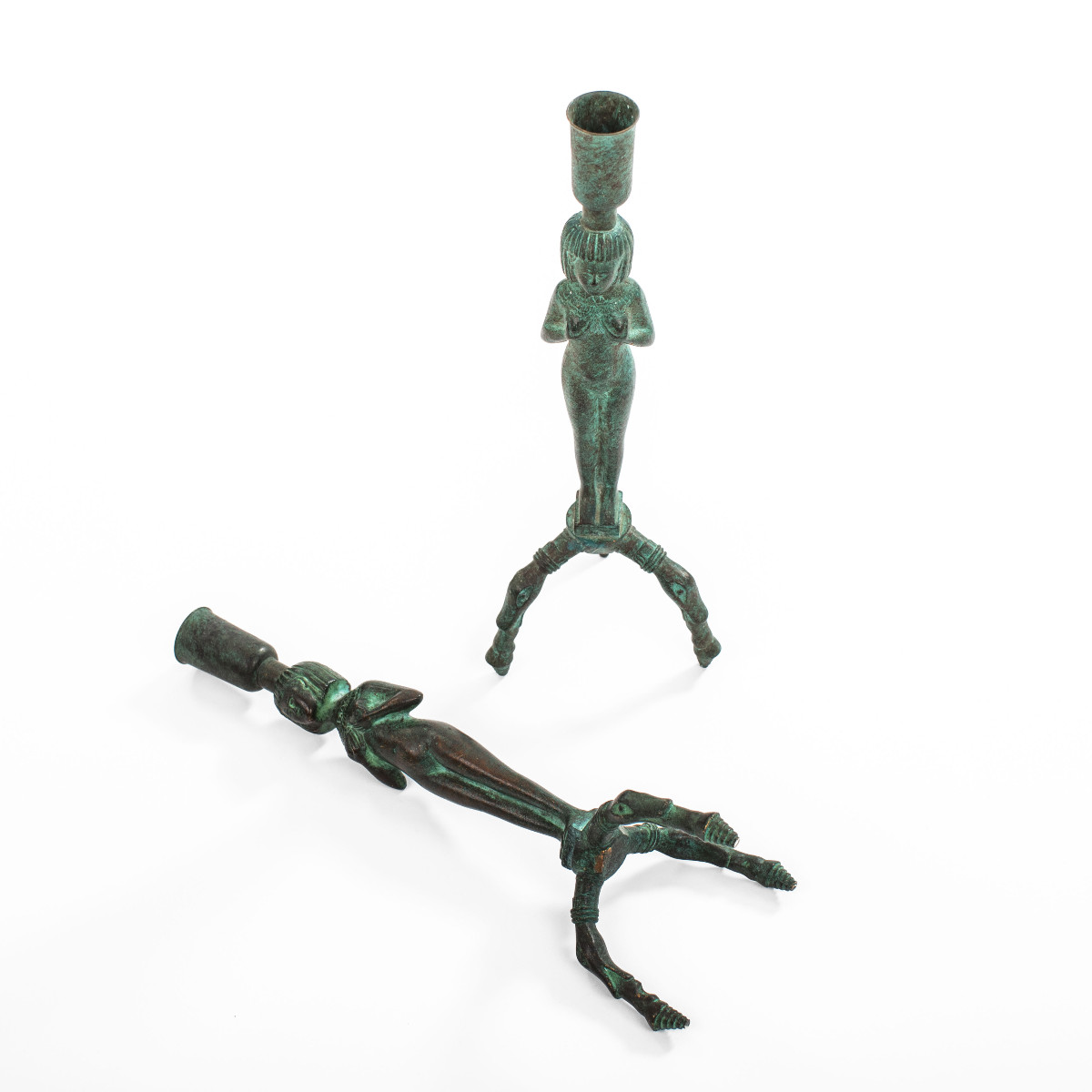 Bougeoirs Art Déco en bronze d'inspiration égyptienne-photo-6