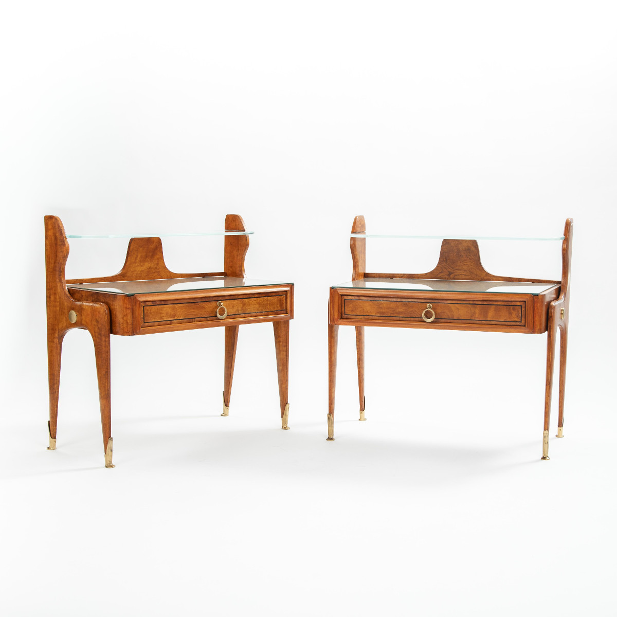Pair Of Light-footed Mid-century Italian Bedside Tables 1950s-photo-2