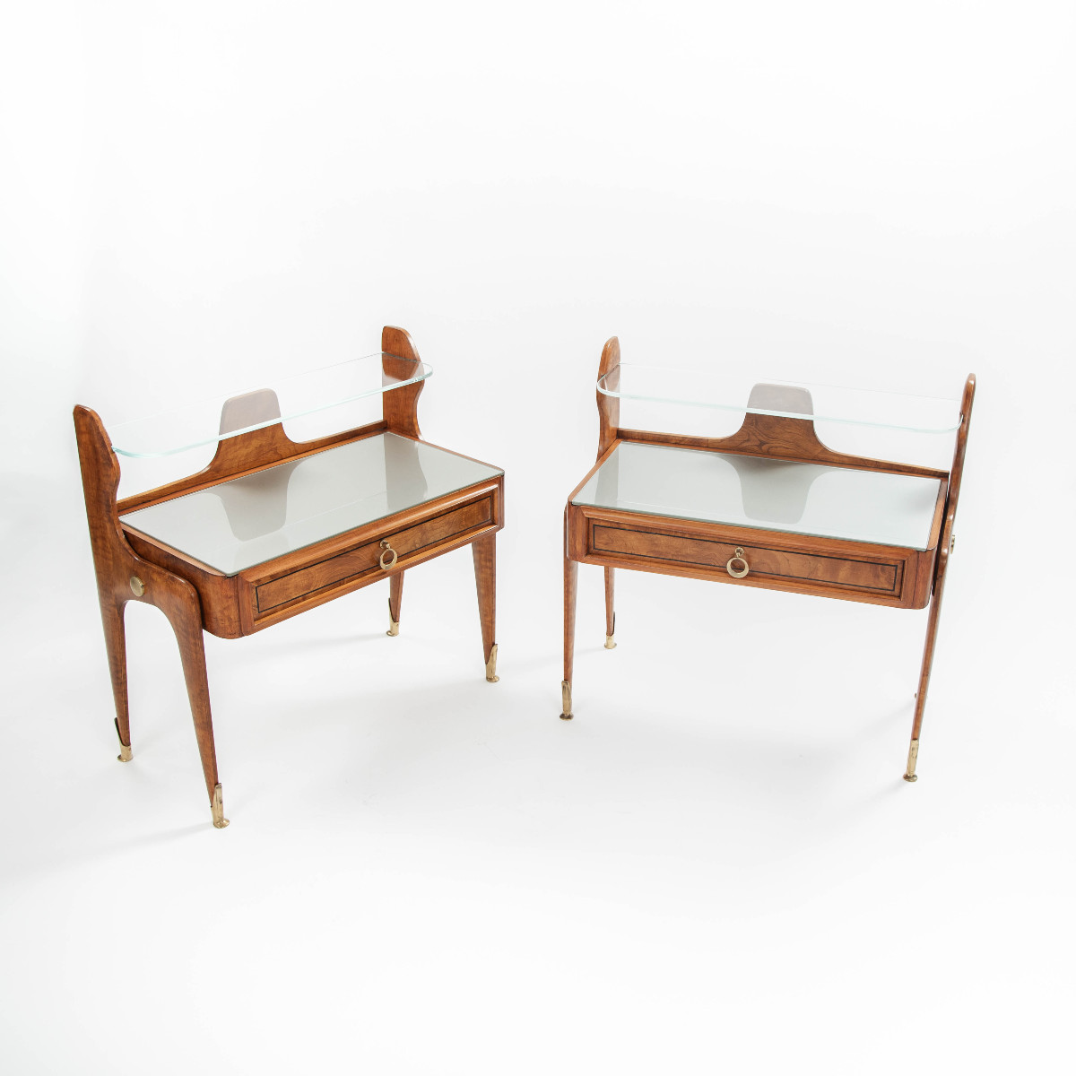 Pair Of Light-footed Mid-century Italian Bedside Tables 1950s-photo-3