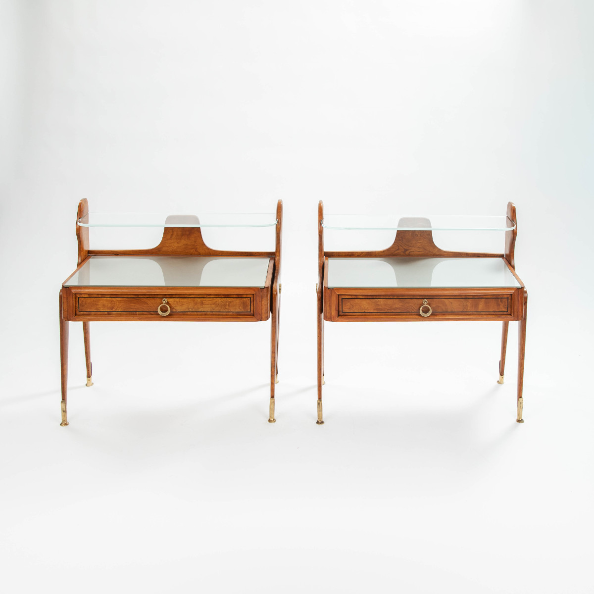 Pair Of Light-footed Mid-century Italian Bedside Tables 1950s-photo-4