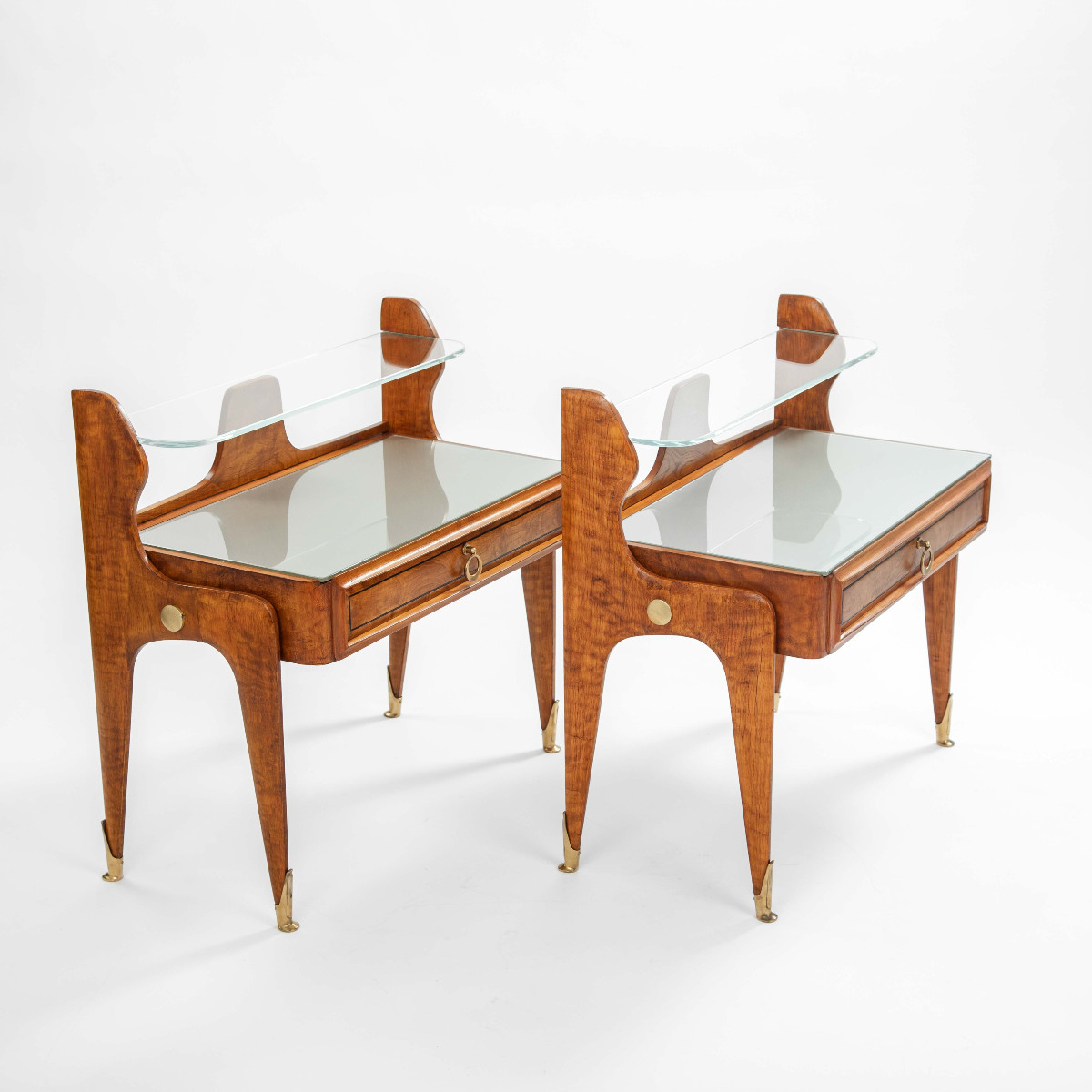 Pair Of Light-footed Mid-century Italian Bedside Tables 1950s-photo-1