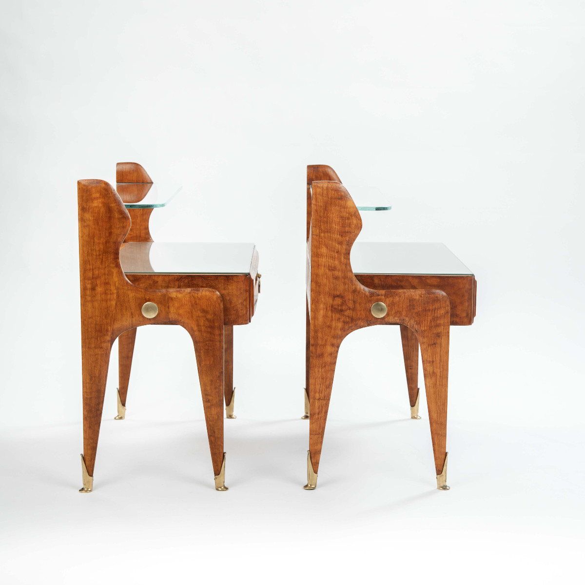 Pair Of Light-footed Mid-century Italian Bedside Tables 1950s-photo-2