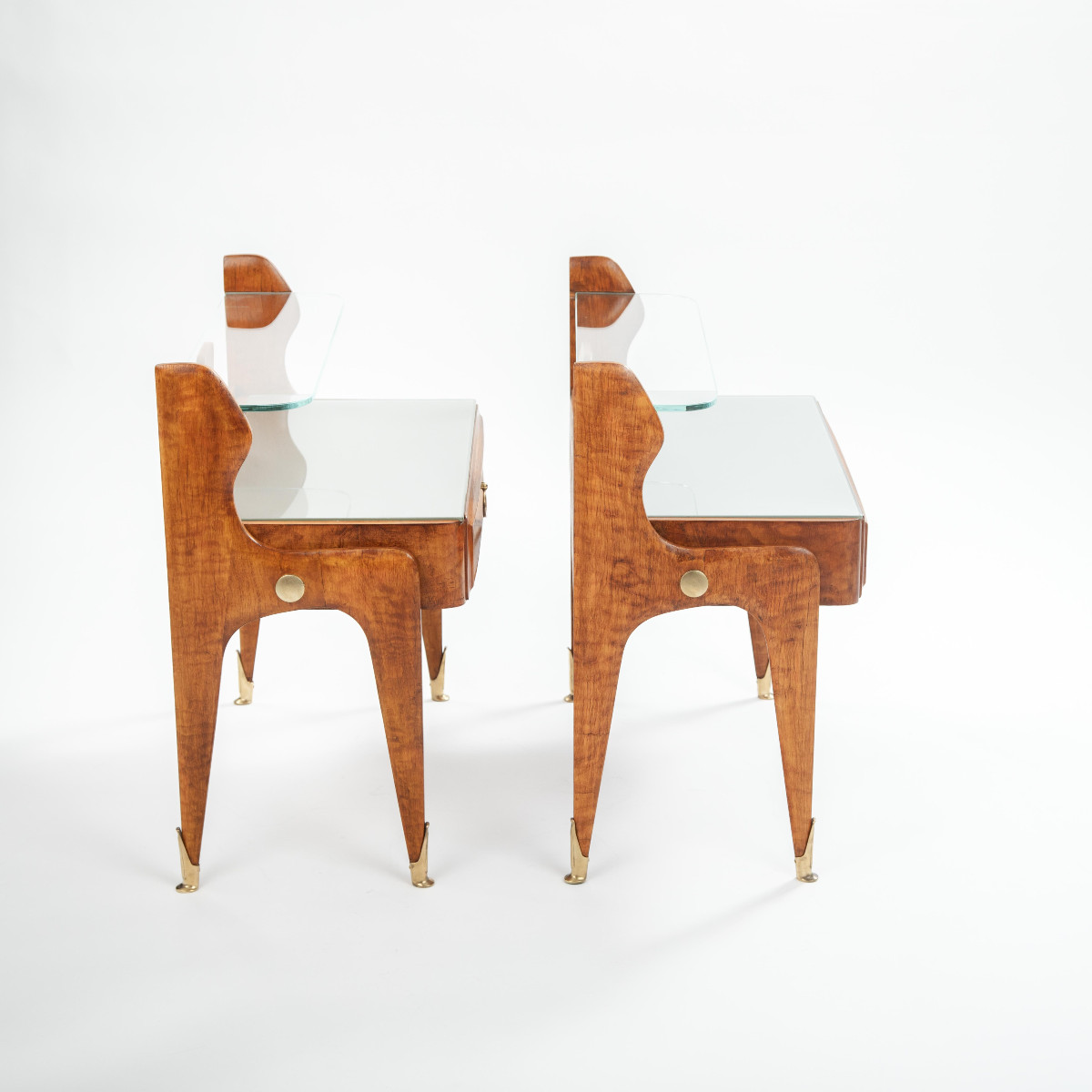 Pair Of Light-footed Mid-century Italian Bedside Tables 1950s-photo-3