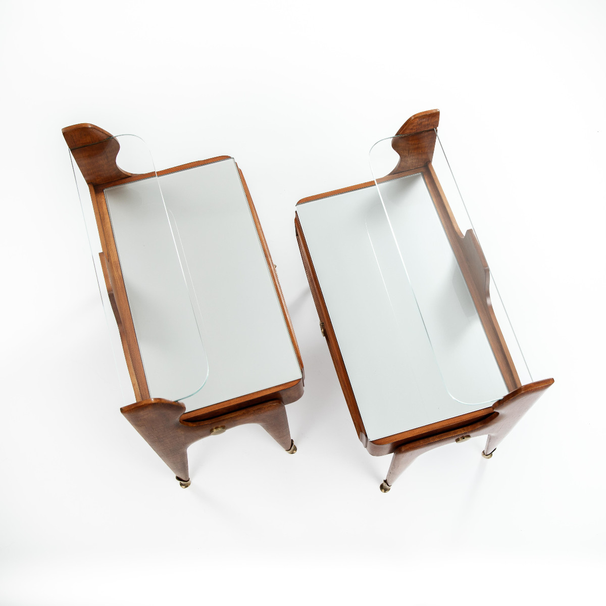 Pair Of Light-footed Mid-century Italian Bedside Tables 1950s-photo-5