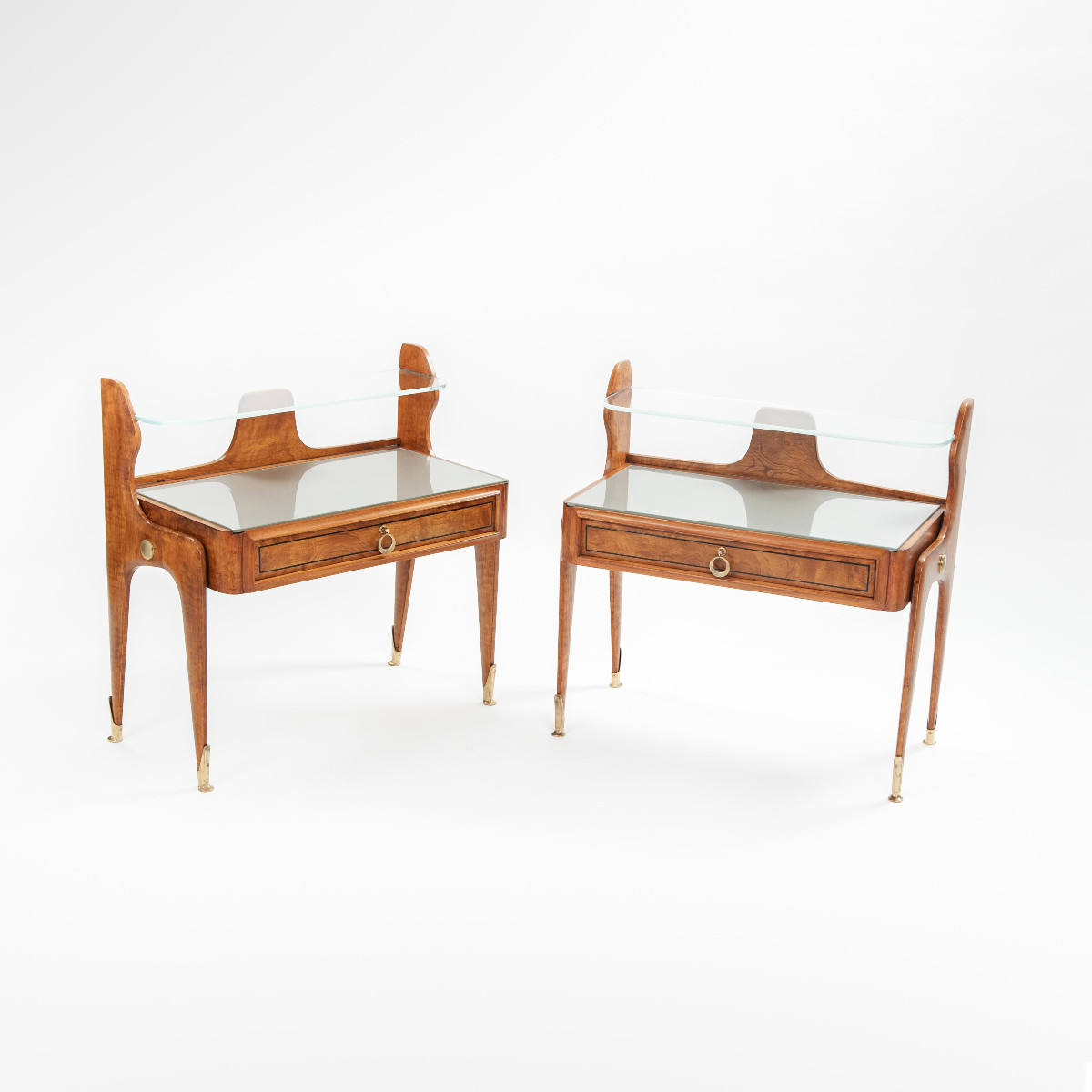 Pair Of Light-footed Mid-century Italian Bedside Tables 1950s