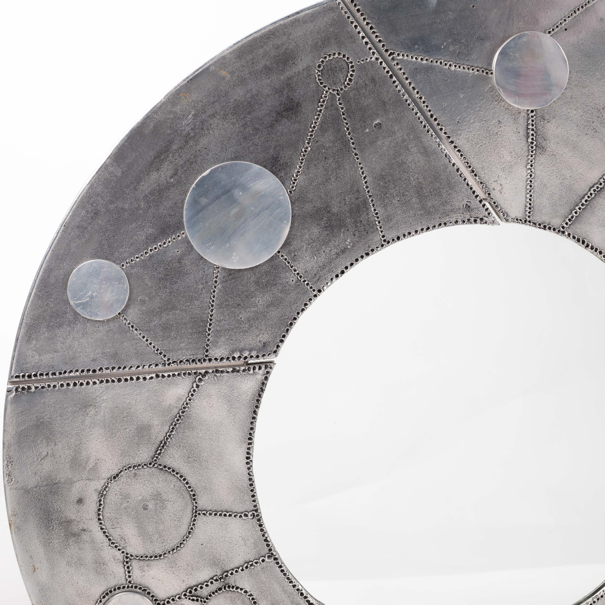 Sculptural Brutalist Steel Mirror By Bianca Garinei 1970s, Signed-photo-1