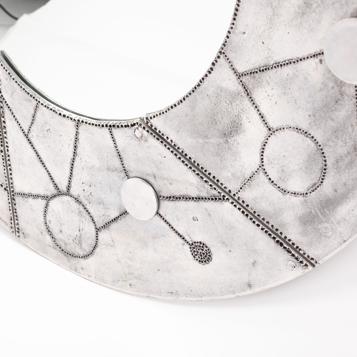 Sculptural Brutalist Steel Mirror By Bianca Garinei 1970s, Signed-photo-3