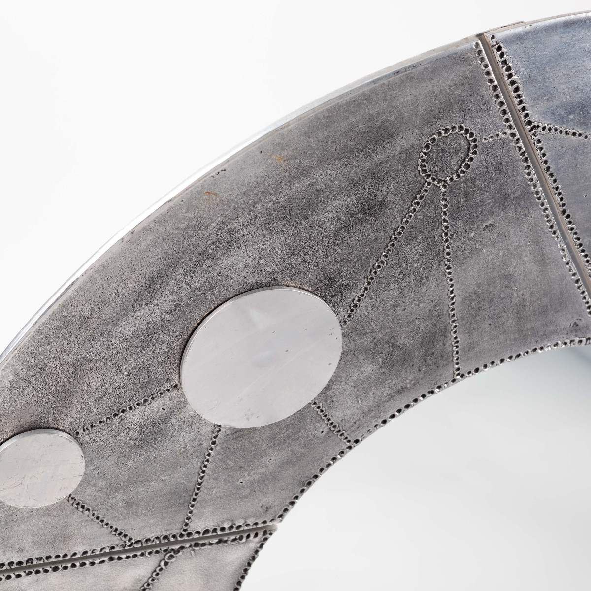 Sculptural Brutalist Steel Mirror By Bianca Garinei 1970s, Signed-photo-7