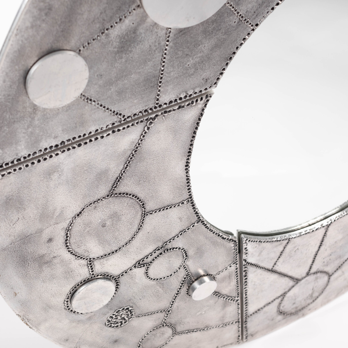 Sculptural Brutalist Steel Mirror By Bianca Garinei 1970s, Signed-photo-8