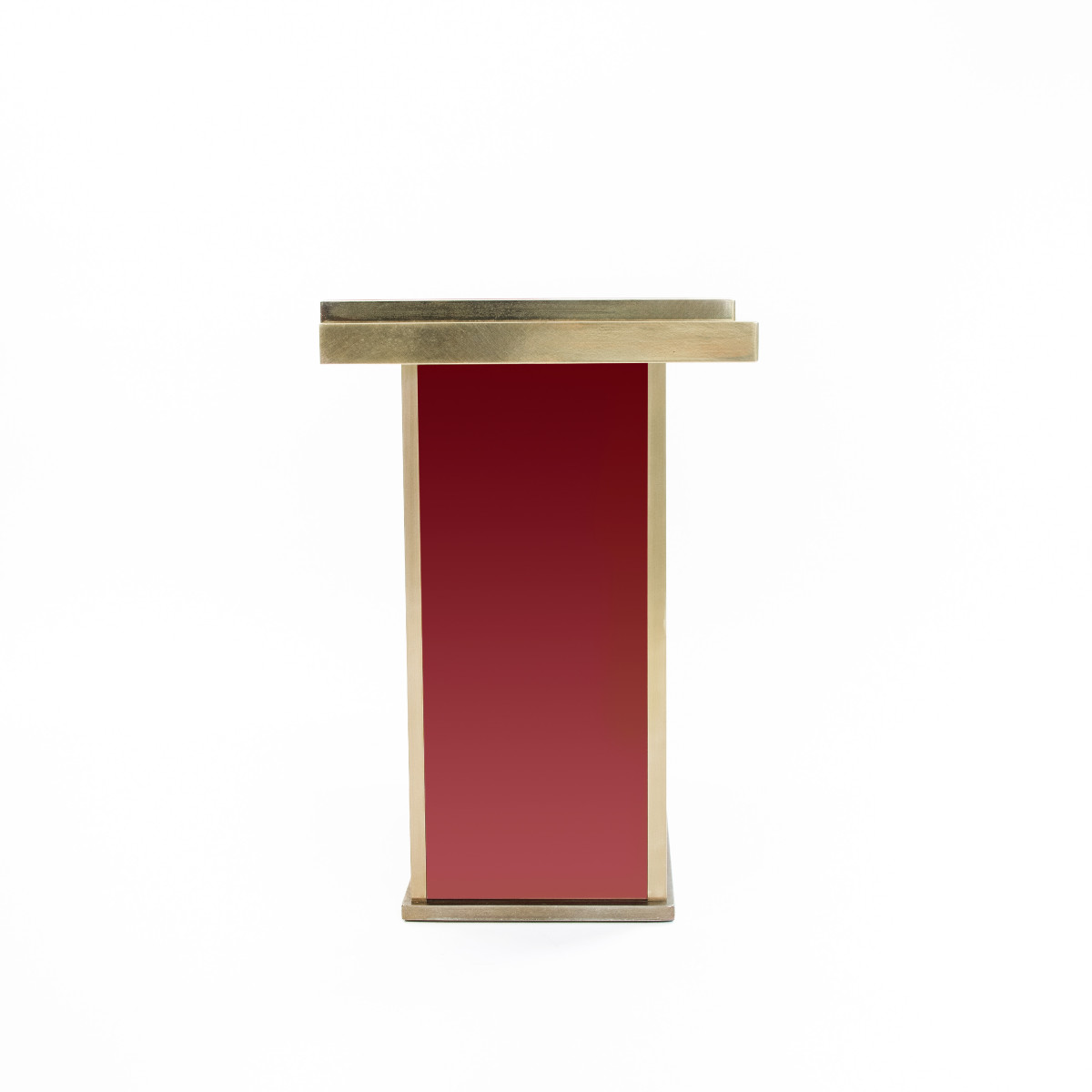Sleek French Console In Oxblood-colored Glass And Brass, 1970s-photo-2