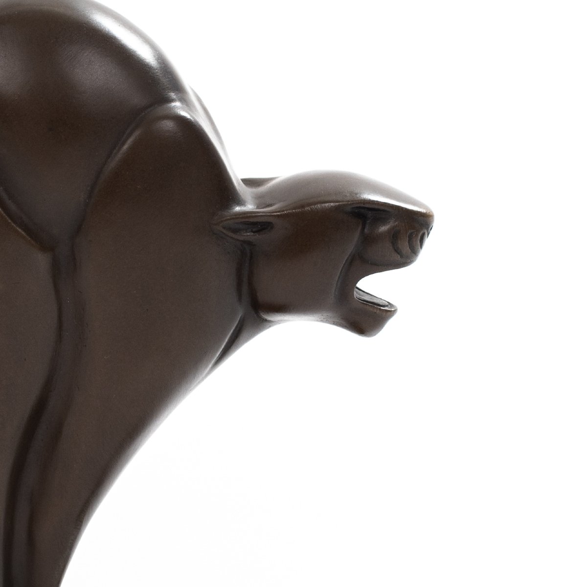 Panthère en bronze de style Art déco cubiste néerlandais sur marbre noir, par C. VAN DER HOEF-photo-3