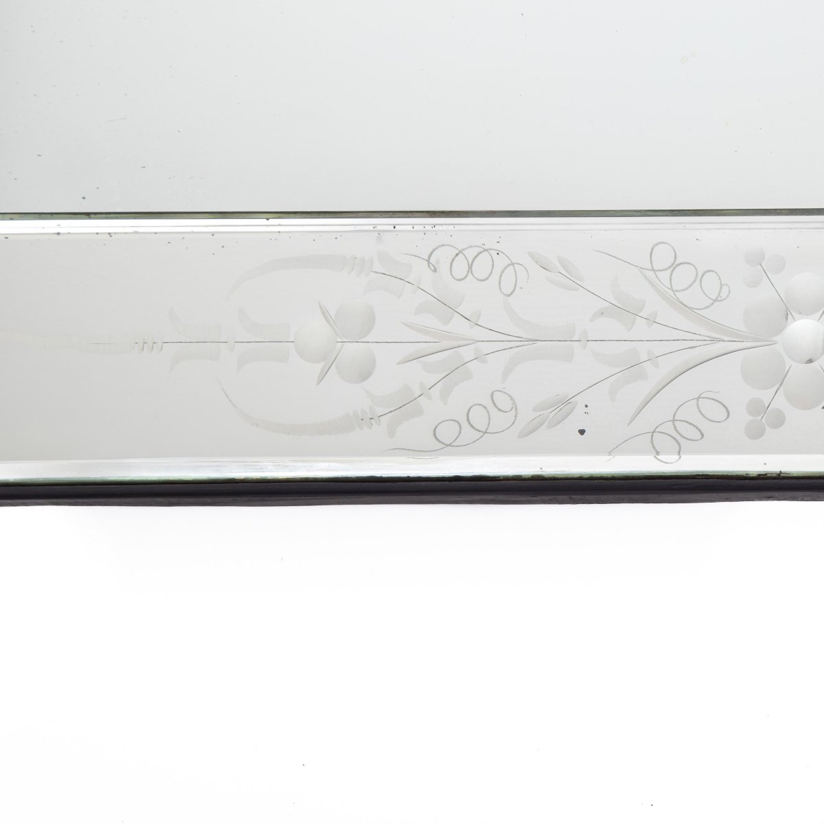 Grand miroir vénitien Art déco avec gravures florales et boutons en laiton, Italie, années 1930-photo-6